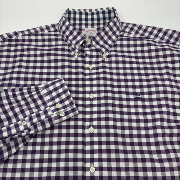 Brooks Brothers 346 Mens XL Purple Check Plaid Long Sleeve Button Down Shirt - Picture 1 of 5